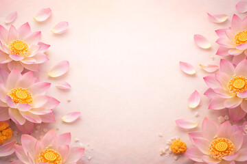 Lotus flower arrangement, sacred Indian symbolism, soft pastel background