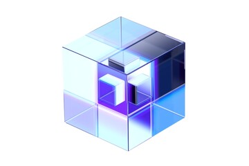 Abstract glass cube, geometric design, 3d render