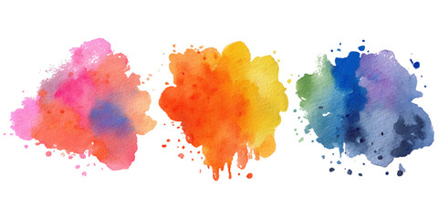 Colorful abstract paint brush background with watercolor set. vector watercolor design set with bright colorful paint splashes brush stroke element.