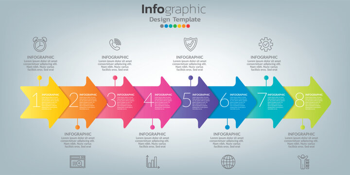 Infographic in business concept with 8 options, steps or processes.