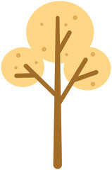 A stylized illustration of a tree with yellow leaves stands alone in a simple graphic environment.