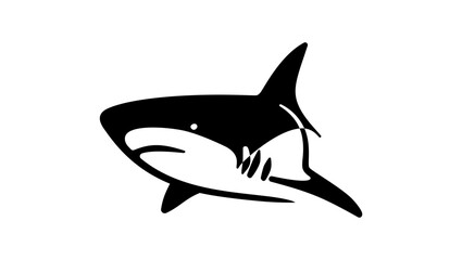 shark head symbol ,black isolated silhouette