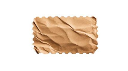 Crumpled Kraft Paper on Transparent Background