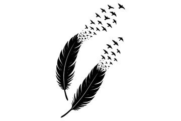 feather on white,
Feather Icon Vector Illustration, Minimal Nature Design