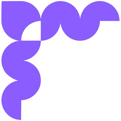 The purple shapes form a decorative border on a white background with smooth curves.