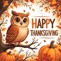 Happy thanks giving card with owl