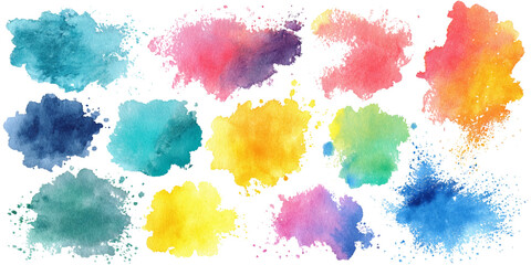 Abstract watercolor paint background set with colorful brush strokes splash. colorful watercolor set artistic ink texture and creative vector design.