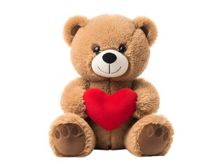 Obraz premium Teddy bear holding heart isolated on white background