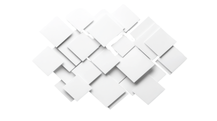 Abstract Overlapping Paper Squares on Transparent Background