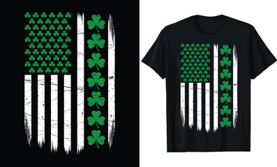 St. Patrick's Day American Flag Shamrock T-Shirt Design
