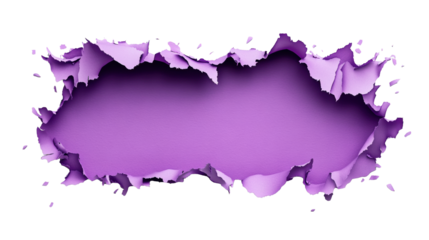 Torn Purple Paper on Transparent Background
