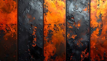 Dark Metallic Surface with Orange Stains.
