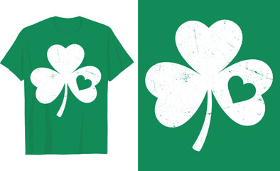 St. Patrick's Day Distressed Shamrock Heart T Shirt Design