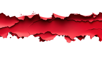 Torn Red Paper with Artistic Rips with Transparent Background