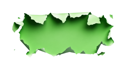 Torn Paper with Green Center on Transparent Background