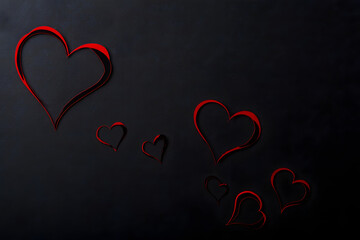 Red hearts on dark background