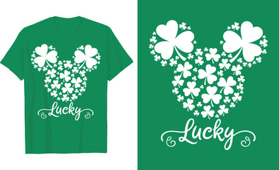 St. Patrick's Day Lucky Clover Silhouette T-Shirt Design