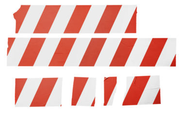 Red And White Diagonal Hazard Tape Strips For Construction And Barriers
