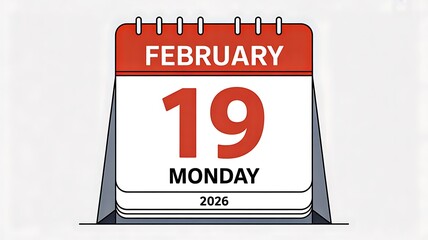 February 19 monday 2026 calendar date reminder
