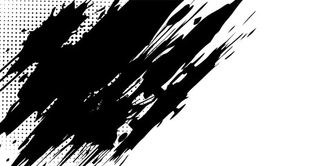 Vector grunge texture. Grunge black and white texture of black brush strokes on white paper or background. A black and white painting with a brush stroke white background.