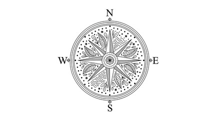 decorative compass rose symbolizing direction and navigation illustration