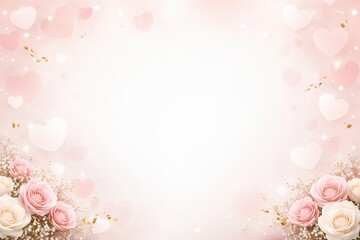 A delicate Valentine's Day background with flowers, hearts, and glitter in halftones for corporate marketing and professional promotions