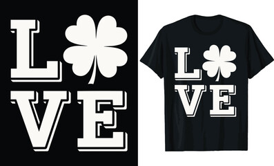 St. Patrick's Day Retro Love Four-Leaf Clover T-Shirt Design