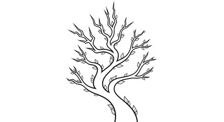 expressive tree with flowing branches symbolizing life energy illustration