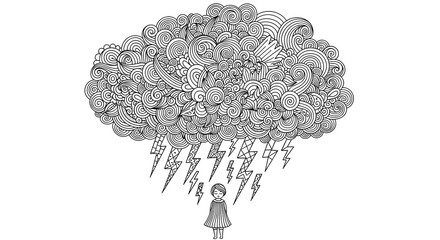 dark storm cloud symbolizing emotional stress and anxiety illustration