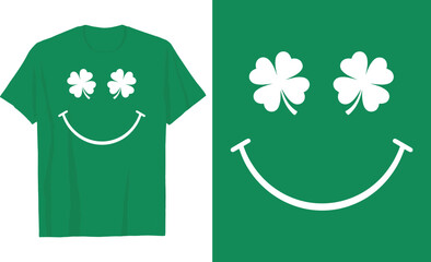 St. Patrick's Day Smiley Shamrock Eyes T-Shirt Design