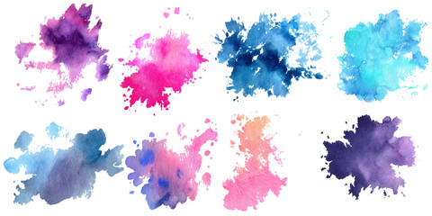 Abstract watercolor paint background set with colorful brush strokes splash. colorful watercolor set artistic ink texture and creative vector design.