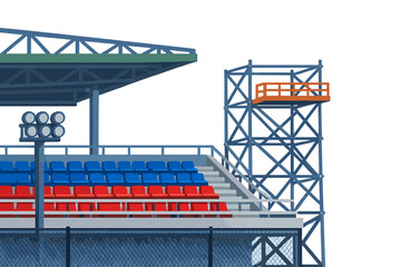 Fragment of a football stand under a sky backdrop