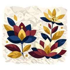 Abstract flowers, a luxurious color palette, fantasy, abstract pattern, leaf background, crumpled paper