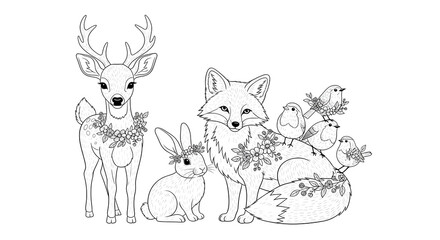 group of forest animals representing wildlife harmony illustration
