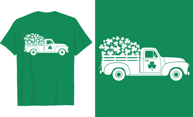 St. Patrick's Day Truck of Shamrocks T-Shirt Design