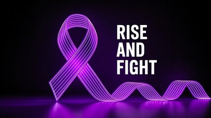 Purple awareness ribbon with rise and fight message
