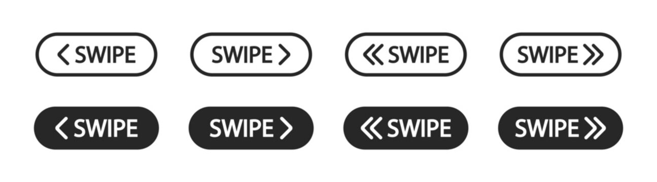 Swipe Gesture Arrow Icons Set for Mobile Touch Interface, Navigation and UI UX Design Vector Illustration