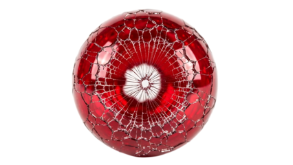 Broken red orb isolated on white background