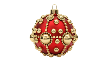 Elegant red and gold christmas ornament isolated on white background