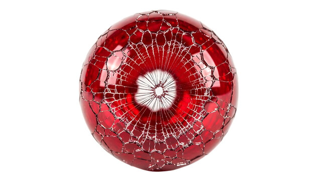 Broken red orb isolated on white background