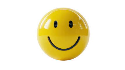 Fototapeta premium 3D glossy smiley face with perfect symmetry and natural shadow, standing out on white isolated on a Transparent background, PNG file.