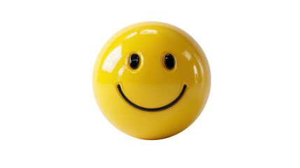 Fototapeta premium 3D glossy smiley face with perfect symmetry and natural shadow, standing out on white isolated on a Transparent background, PNG file.