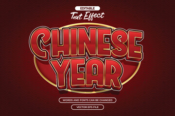 3d Chinese year editable text effect with gold texture