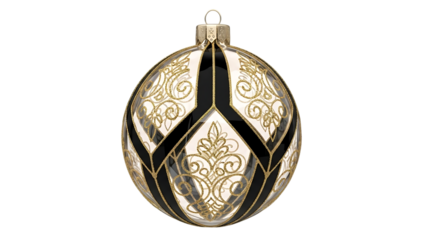 Elegant black and gold ornament isolated on white background