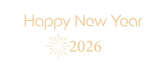 Happy New Year handwritten lettering design. Holiday calligraphy text for postcard, poster, banner design element. New Year 2026 handwritten lettering.
