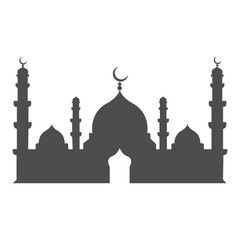 Mosque Silhouette with Minarets and Domes