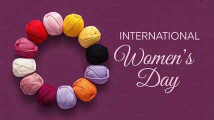 International womens day celebration with colorful yarn circle
