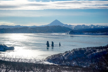 Three Brothers Rocks in Kamchatka
