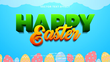 happy easter editable text effect 3d vector