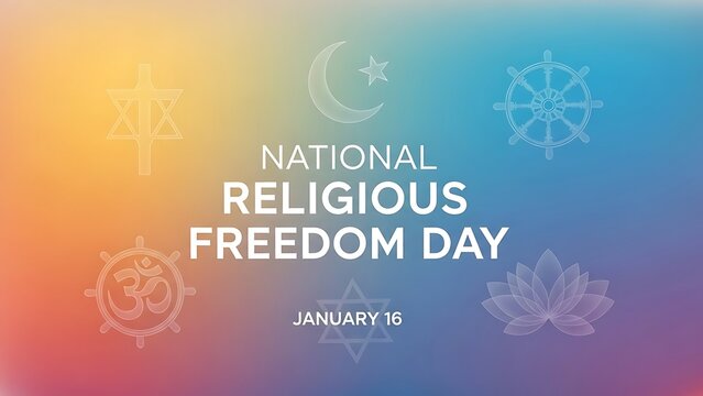 National Religious Freedom Day January 16th Diverse Symbols. - Powered by Adobe